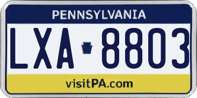 PA license plate LXA8803