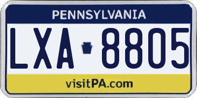 PA license plate LXA8805