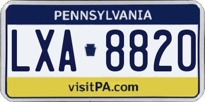 PA license plate LXA8820