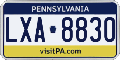 PA license plate LXA8830