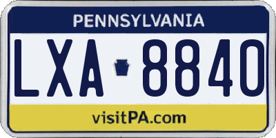 PA license plate LXA8840