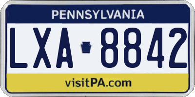 PA license plate LXA8842
