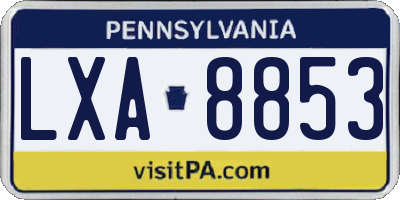 PA license plate LXA8853