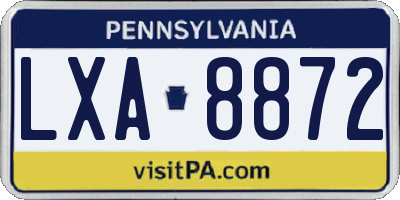 PA license plate LXA8872