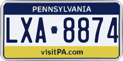 PA license plate LXA8874