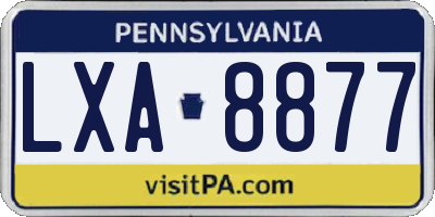 PA license plate LXA8877