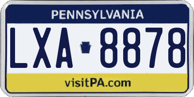 PA license plate LXA8878