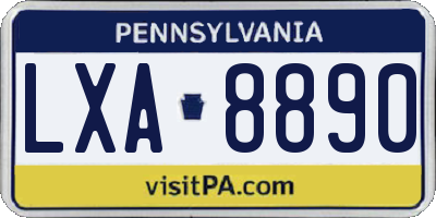 PA license plate LXA8890
