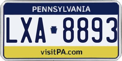 PA license plate LXA8893