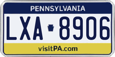 PA license plate LXA8906