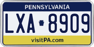 PA license plate LXA8909
