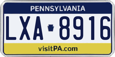 PA license plate LXA8916