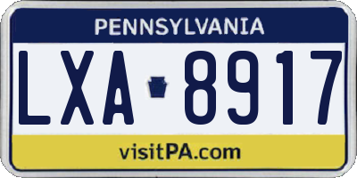 PA license plate LXA8917