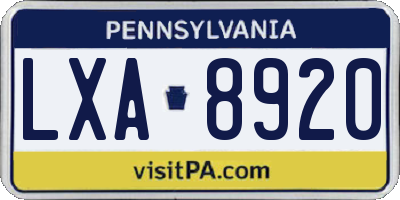 PA license plate LXA8920