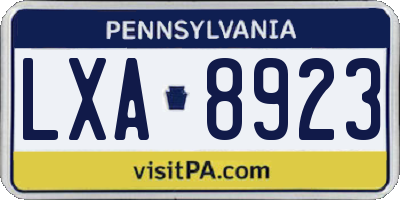 PA license plate LXA8923