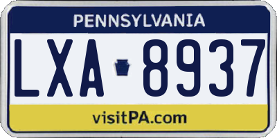 PA license plate LXA8937
