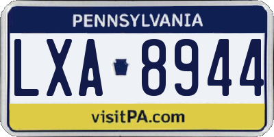 PA license plate LXA8944