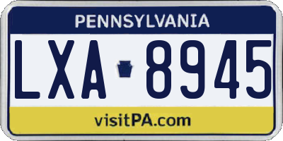 PA license plate LXA8945