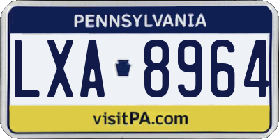PA license plate LXA8964