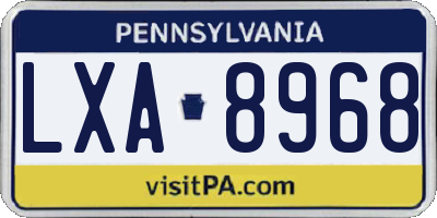 PA license plate LXA8968