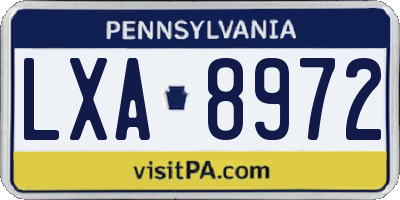PA license plate LXA8972