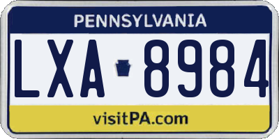 PA license plate LXA8984