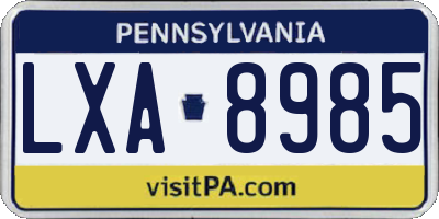 PA license plate LXA8985