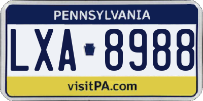 PA license plate LXA8988