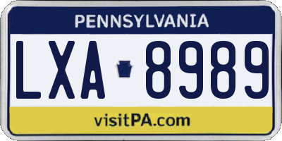 PA license plate LXA8989