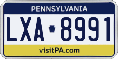 PA license plate LXA8991