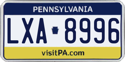 PA license plate LXA8996