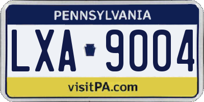 PA license plate LXA9004