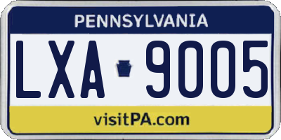 PA license plate LXA9005