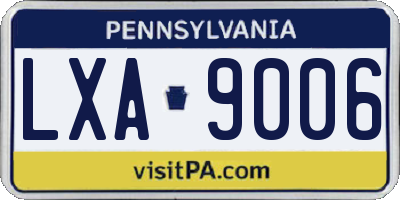 PA license plate LXA9006