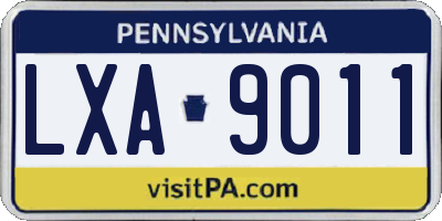 PA license plate LXA9011