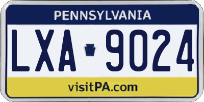 PA license plate LXA9024