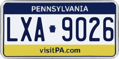 PA license plate LXA9026