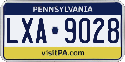 PA license plate LXA9028