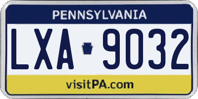 PA license plate LXA9032