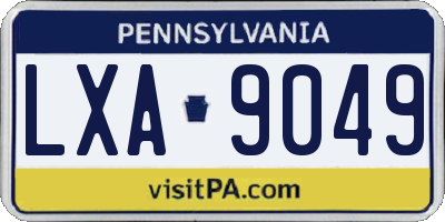 PA license plate LXA9049