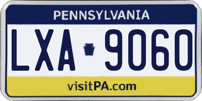 PA license plate LXA9060