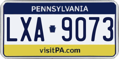 PA license plate LXA9073