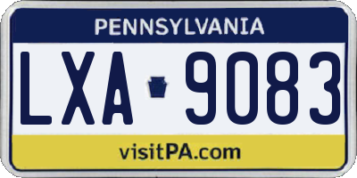 PA license plate LXA9083