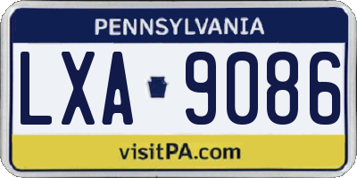 PA license plate LXA9086