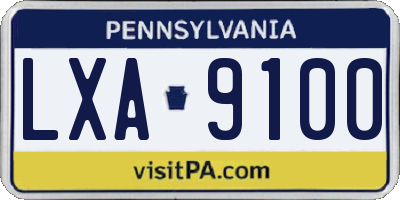 PA license plate LXA9100