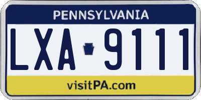PA license plate LXA9111