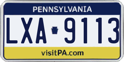 PA license plate LXA9113
