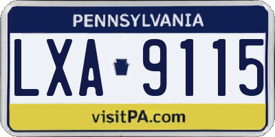 PA license plate LXA9115