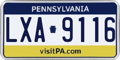 PA license plate LXA9116