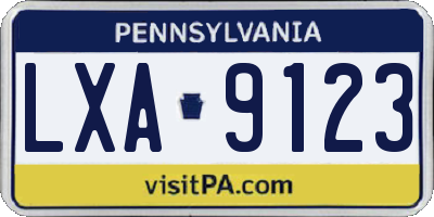 PA license plate LXA9123
